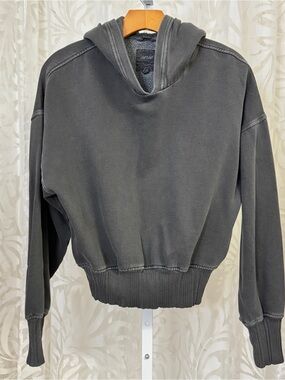 aerie Charcoal Gray Hooded Cropped Sweatshirt